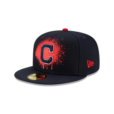 Blue Cleveland Indians Hat - New Era MLB Drip Front 59FIFTY Fitted Caps USA8309624